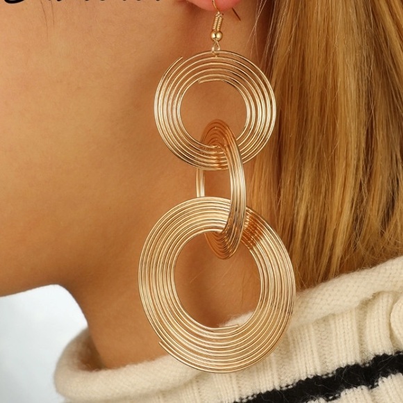 Jewelry - NEW 3 Hoop Earrings Gold Tone Silver Tone Drop Earrings